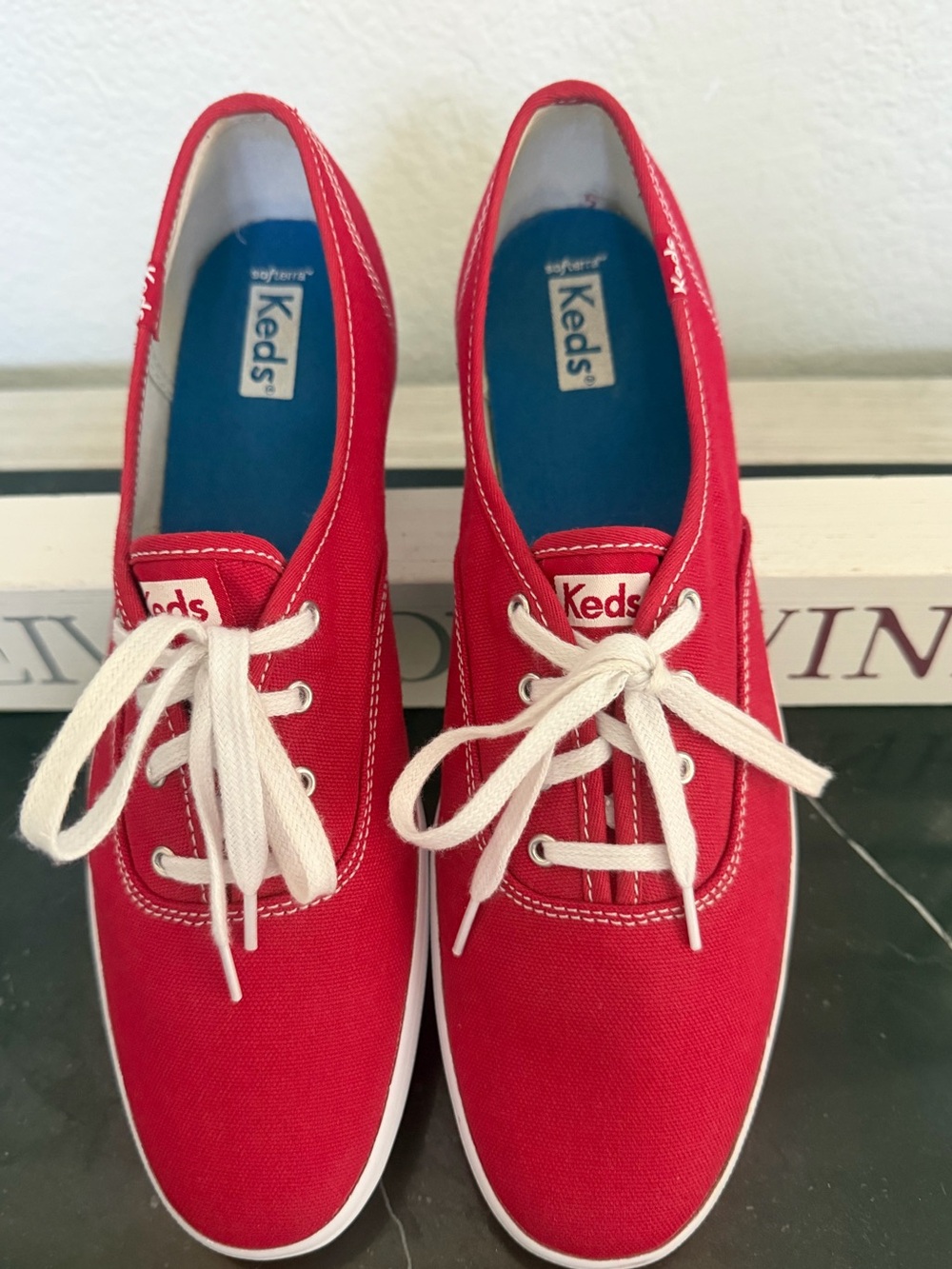 Keds Champion Original Red Canvas Lace Up Sneakers 11 EUC
